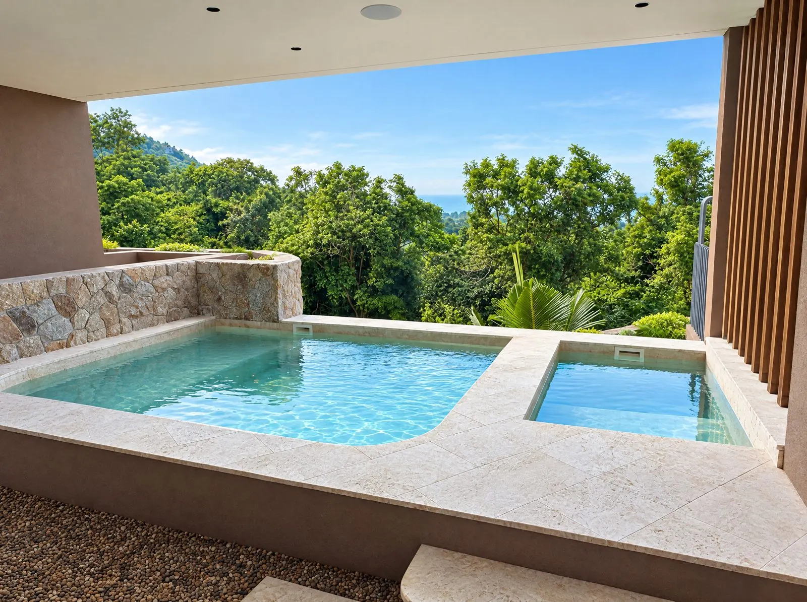 Spa-Becken und Aussicht